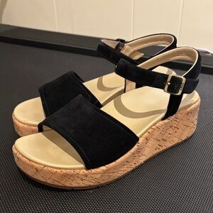 Abeo platform sandals black velvet
